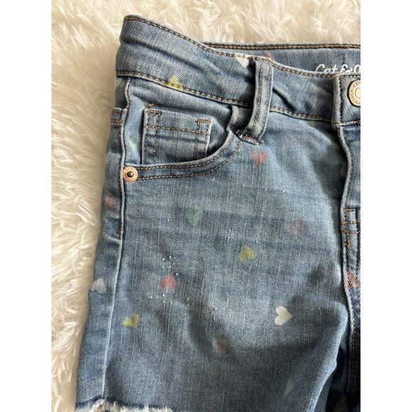 Cat & Jack Girls Sz. 6/6x Heart Design “ Short” Jean Shorts. Cute - Picture 3 of 8